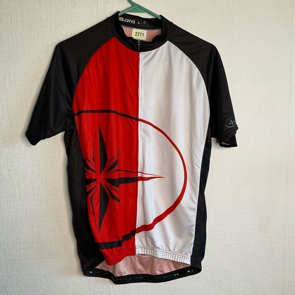 Polaris Adventure Cycling Jersey Red Black Bike Bicycle Breathable Shirt ZipUp L